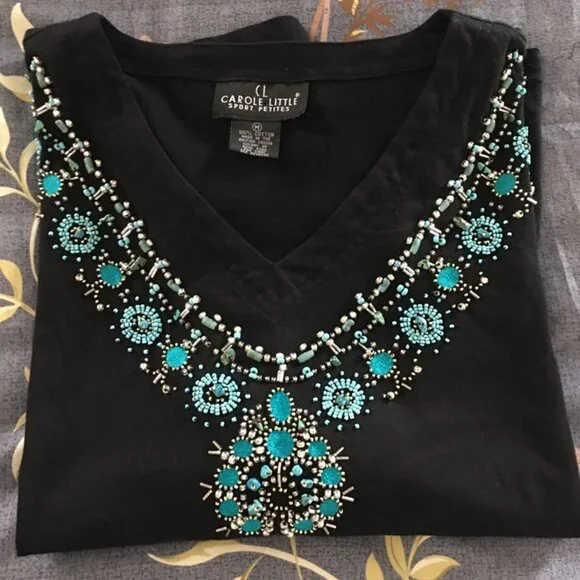 Carol Little black beaded shirt - Picture 4 of 5